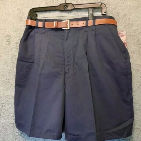 Vintage NEW CHIC 90s Mom Shorts Size 18 Navy Pleated High Waist Wide Leg w/ Belt - Picture 1 of 10